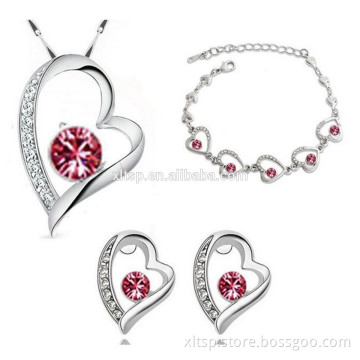 Charming hollow heart shape Bridal Wedding Cubic Zirconia Jewelry Set